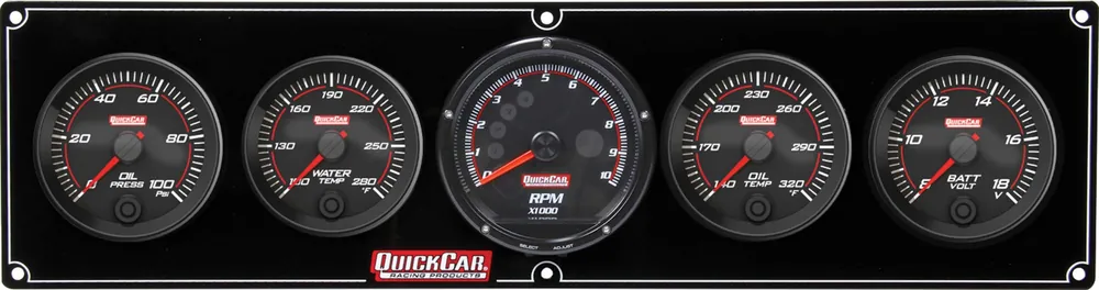QUICKCAR RACING PRODUCTS Redline 4-1 Gauge Panel OP/WT/OT/Volt w/Recall 69-4057 Direct From Manufacturer