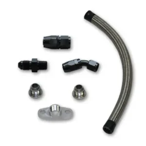 Worldwide Shipping Vibrant Univ Oil Drain Kit incl 12in Teflon lined S.S. hose Fitting