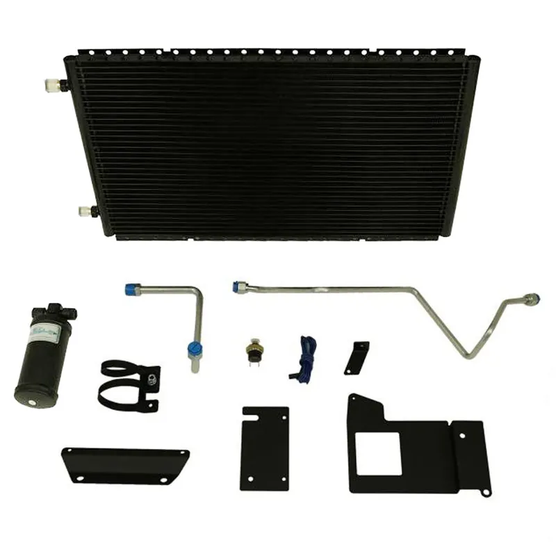 Vintage Air SuperFlow Air Conditioning Condenser and Drier - Horizontal - 22 x 14 x 13/16" - 6 AN / 8 AN Male O-Ring Fittings - Aluminum - Black Paint Bargain